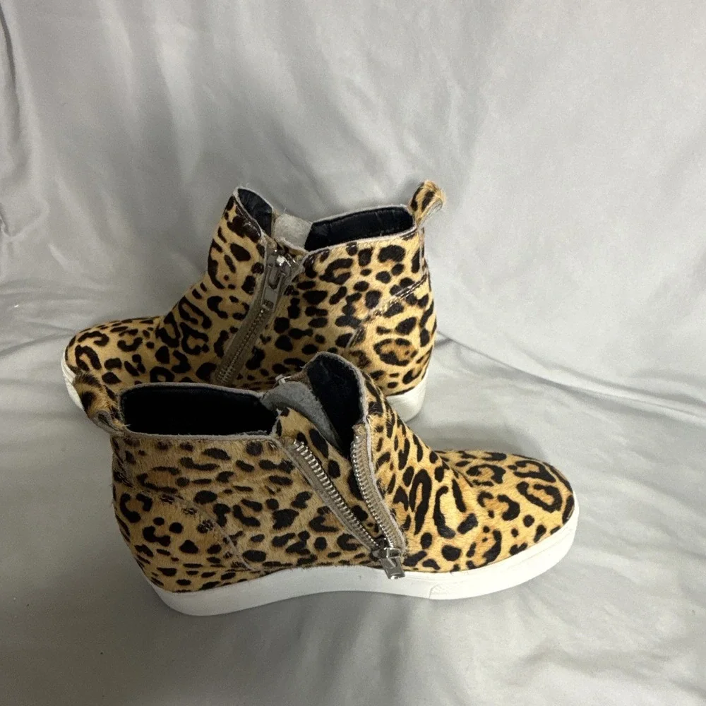 Steve Madden Wedgie-L Women's Animal Print Ankle Booties Zip Wedge 6.5M